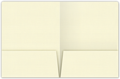 Natural White Linen 100lb 9 x 12 Two Pocket Round Corner Folders with 4 1/4 Inch Pocket