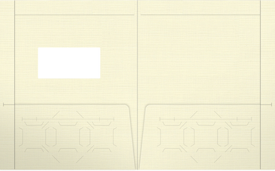 Natural White Linen 100lb 9 1/2 x 11 3/4 Two Pocket Folders with 4 1/2 Inch Pockets and 1 Inch Reinforced Top and Edges