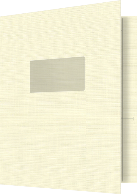 Natural White Linen 100lb 9 1/2 x 11 3/4 Two Pocket Folders with 4 1/2 Inch Pockets and 1 Inch Reinforced Top and Edges