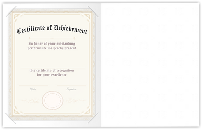 Starch White Hemp 100lb 9 1/2 x 12 Landscape or Portrait Certificate Holders with Square Corner Slits (Holds 8 1/2 x 11 Certificate)