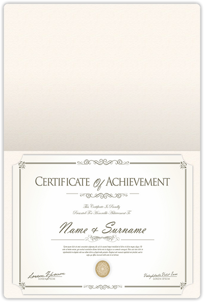 Warm White Felt 80lb 9 1/2 x 12 Landscape or Portrait Certificate Holders with Rounded Corner Slits