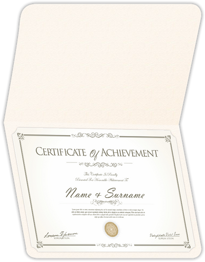 Warm White Felt 80lb 9 1/2 x 12 Landscape or Portrait Certificate Holders with Rounded Corner Slits