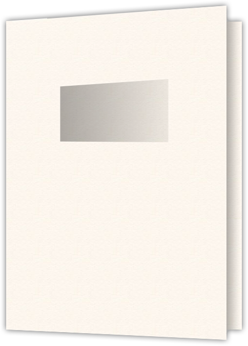 Warm White Felt 80lb 9 x 12 Two Pocket Folders with 4 Inch Pockets and 2 x 4 Window