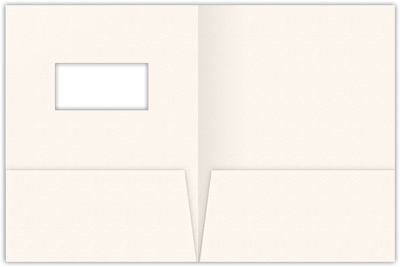 Warm White Felt 80lb 9 x 12 Two Pocket Folders with 4 Inch Pockets and 2 x 4 Window