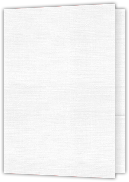 Warm White Linen 80lb 9 x 12 Two Pocket Folders with 4 Inch Round Corner Pockets and 1/4 Inch Expansion with Double Score Spine