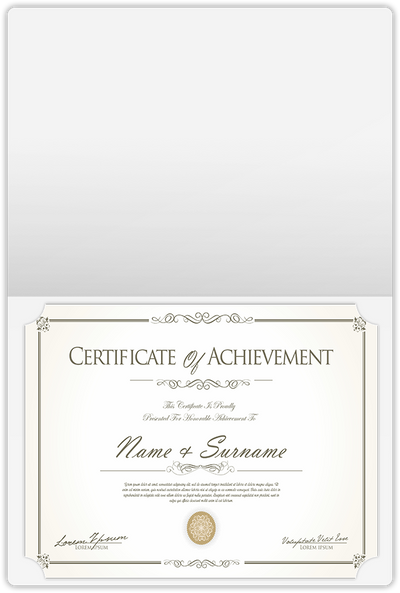 White Semi-Gloss 12pt C1S 9 1/2 x 12 Landscape or Portrait Certificate Holders with Rounded Corner Slits