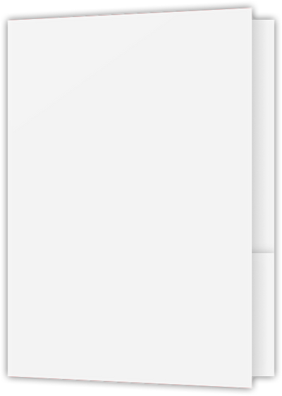White Semi-Gloss 12pt C1S 9 x 12 Two Pocket Folders with 4 Inch Round Corner Pockets and 1/4 Inch Expansion with Double Score Spine
