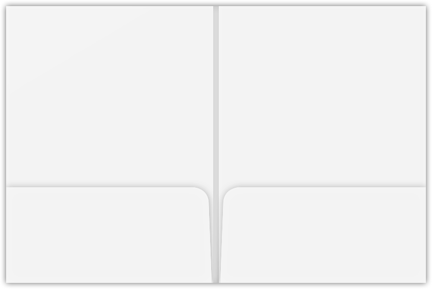 White Semi-Gloss 12pt C1S 9 x 12 Two Pocket Folders with 4 Inch Round Corner Pockets and 1/4 Inch Expansion with Double Score Spine