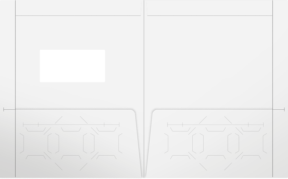 White Semi-Gloss 12pt C2S 9 1/2 x 11 3/4 Two Pocket Folders with 4 1/2 Inch Pockets and 1 Inch Reinforced Top and Edges