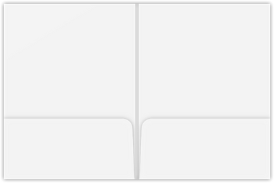 White Semi-Gloss 14pt C1S 9 x 12 Two Pocket Folders with 4 Inch Round Corner Pockets and 1/4 Inch Expansion with Double Score Spine