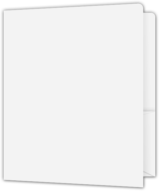 White Semi-Gloss 14pt C1S 9 x 12 Two Pocket Round Corner Folders with 4 1/4 Inch Pocket