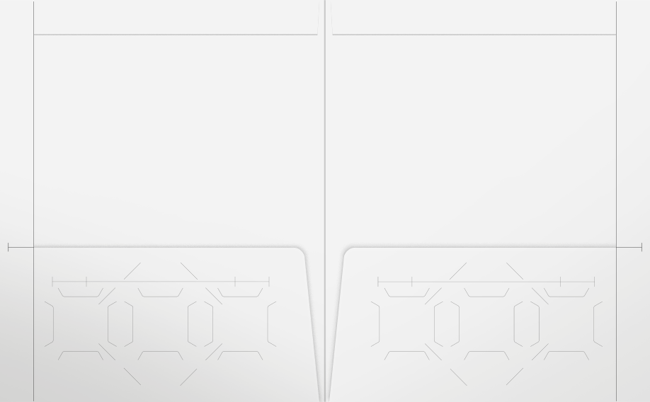 White Semi-Gloss 14pt C1S 9 1/2 x 11 3/4 Two Pocket Folders with 4 1/2 Inch Pockets and 1 Inch Reinforced Top and Edges