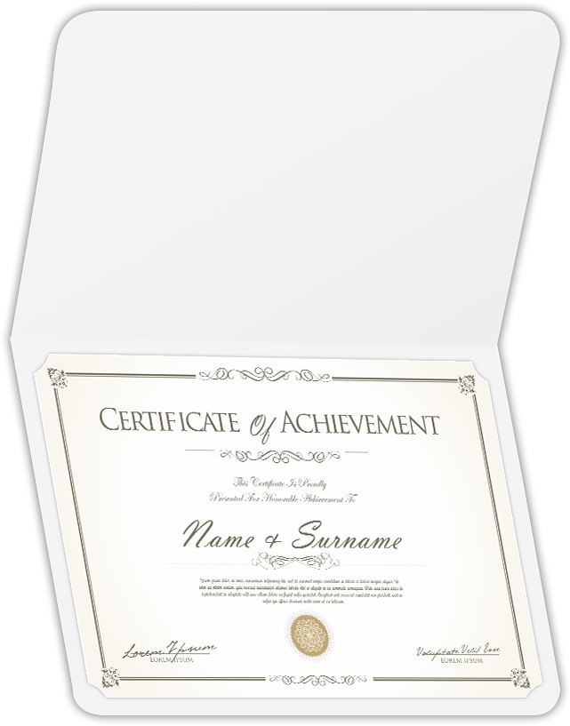 White Semi-Gloss 14pt C2S 9 1/2 x 12 Landscape or Portrait Certificate Holders with Rounded Corner Slits