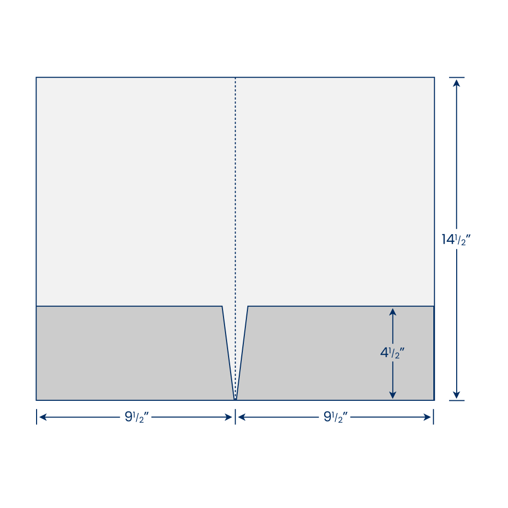 White Semi-Gloss 14pt C2S 9 1/2 x 14 1/2 Two Pocket Legal Folders with 4 1/2 Inch Pockets