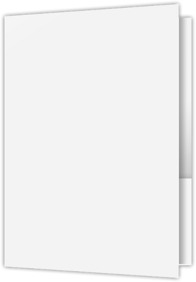 White Semi-Gloss 14pt C2S 6 x 9 Two Pocket Half Size Folders with 3 Inch Pockets