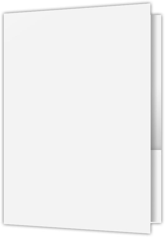 White Semi-Gloss 14pt C2S 6 x 9 Two Pocket Half Size Folders with 3 Inch Pockets