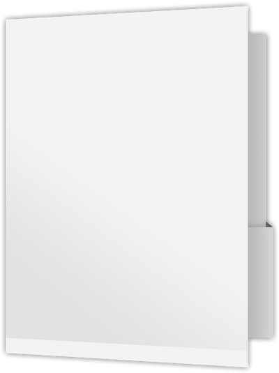 White Semi-Gloss 16pt C1S 9 x 12 Two Pocket Folders with 4 1/4 Inch Deep Box Pockets and 1/4 Inch Expansion with Double Score Spine