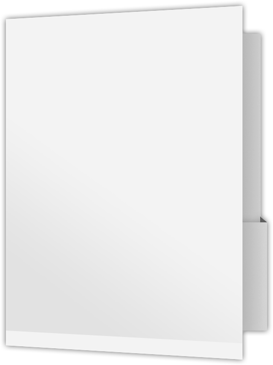 White Semi-Gloss 16pt C1S 9 x 12 Two Pocket Folders with 4 1/4 Inch Deep Box Pockets and 1/4 Inch Expansion with Double Score Spine