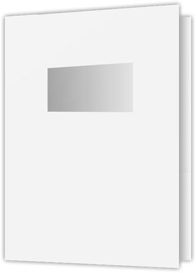 White Semi-Gloss 16pt C2S 9 x 12 Two Pocket Folders with 4 Inch Pockets and 2 x 4 Window