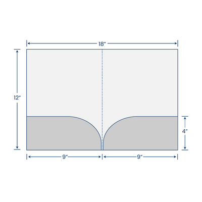 White Semi-Gloss 16pt C2S 9 x 12 Two Pocket Folders with 4 Inch Curved Pockets