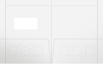 White Semi-Gloss 16pt C2S 9 1/2 x 11 3/4 Two Pocket Folders with 4 1/2 Inch Pockets and 1 Inch Reinforced Top and Edges