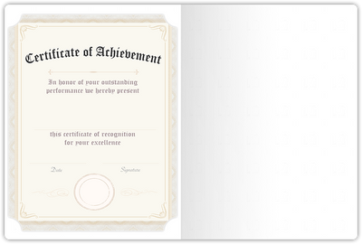 White Semi-Gloss 18pt C1S 9 1/2 x 12 Landscape or Portrait Certificate Holders with Rounded Corner Slits