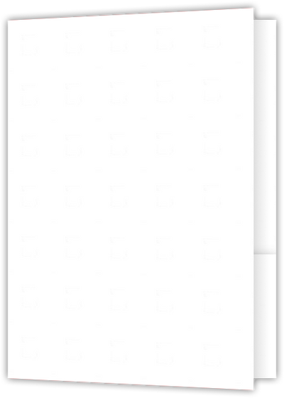 White Semi-Gloss 18pt C1S 9 x 12 Two Pocket Folders with 4 Inch Round Corner Pockets and 1/4 Inch Expansion with Double Score Spine