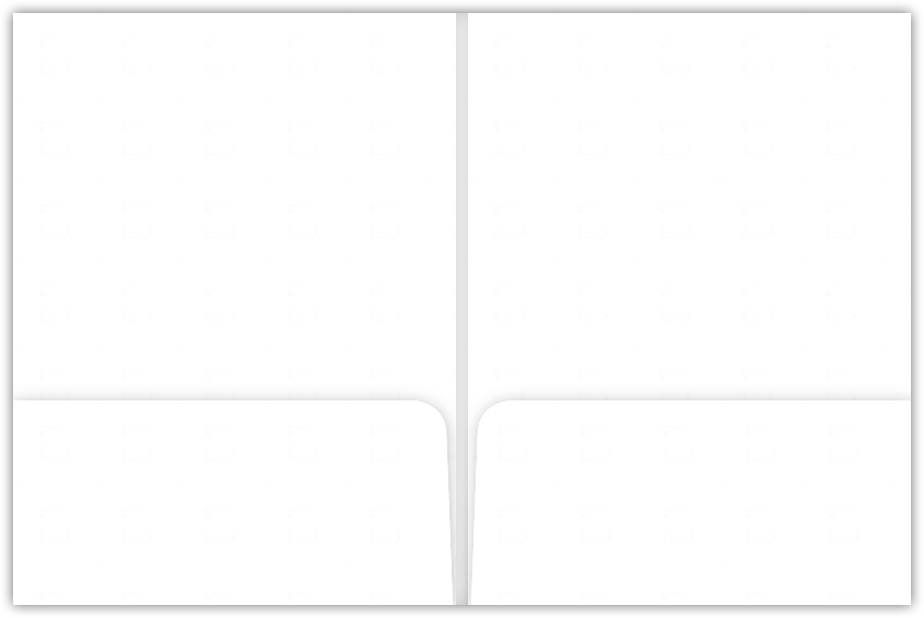 White Semi-Gloss 18pt C1S 9 x 12 Two Pocket Folders with 4 Inch Round Corner Pockets and 1/4 Inch Expansion with Double Score Spine