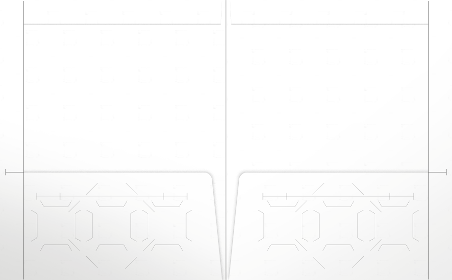 White Semi-Gloss 18pt C1S 9 1/2 x 11 3/4 Two Pocket Folders with 4 1/2 Inch Pockets and 1 Inch Reinforced Top and Edges