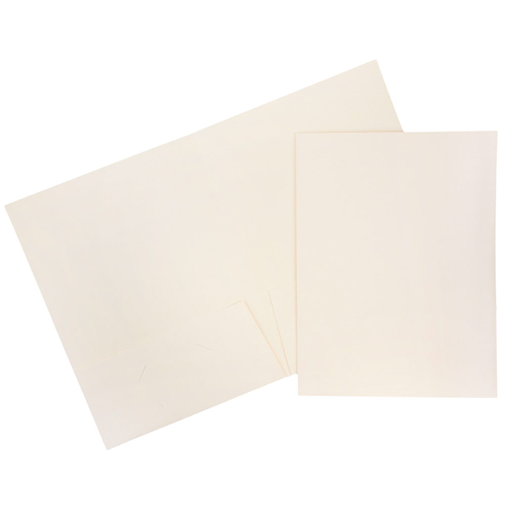 Ivory Linen 100lb 9 x 12 Two Pocket Folders with 4 Inch Pockets