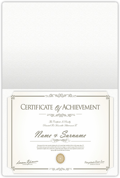 White Felt 80lb 9 1/2 x 12 Landscape or Portrait Certificate Holders with Rounded Corner Slits