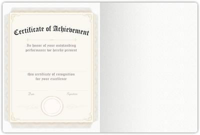 White Felt 80lb 9 1/2 x 12 Landscape or Portrait Certificate Holders with Rounded Corner Slits