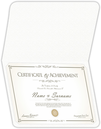 White Felt 80lb 9 1/2 x 12 Landscape or Portrait Certificate Holders with Rounded Corner Slits