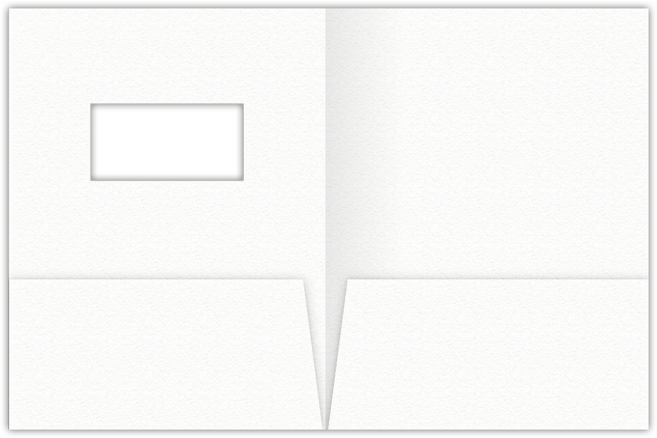White Felt 80lb 9 x 12 Two Pocket Folders with 4 Inch Pockets and 2 x 4 Window