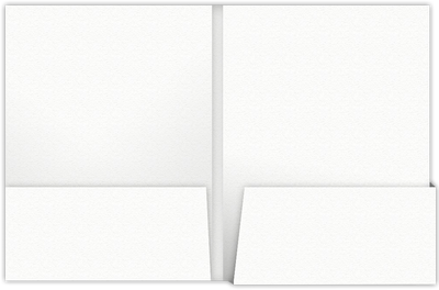 White Felt 80lb 9 x 12 Two Pocket Folders with 4 1/4 Inch Deep Box Pockets and 1/4 Inch Expansion with Double Score Spine
