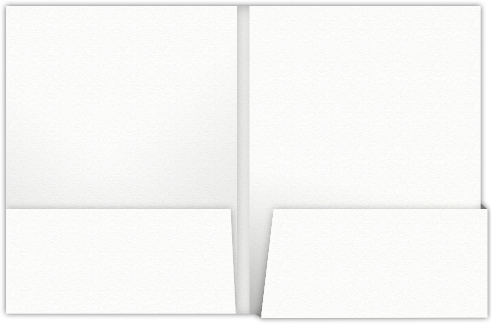 White Felt 80lb 9 x 12 Two Pocket Folders with 4 1/4 Inch Deep Box Pockets and 1/4 Inch Expansion with Double Score Spine