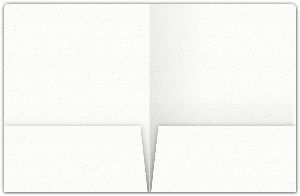 White Felt 80lb 9 x 12 Two Pocket Round Corner Folders with 4 1/4 Inch Pocket