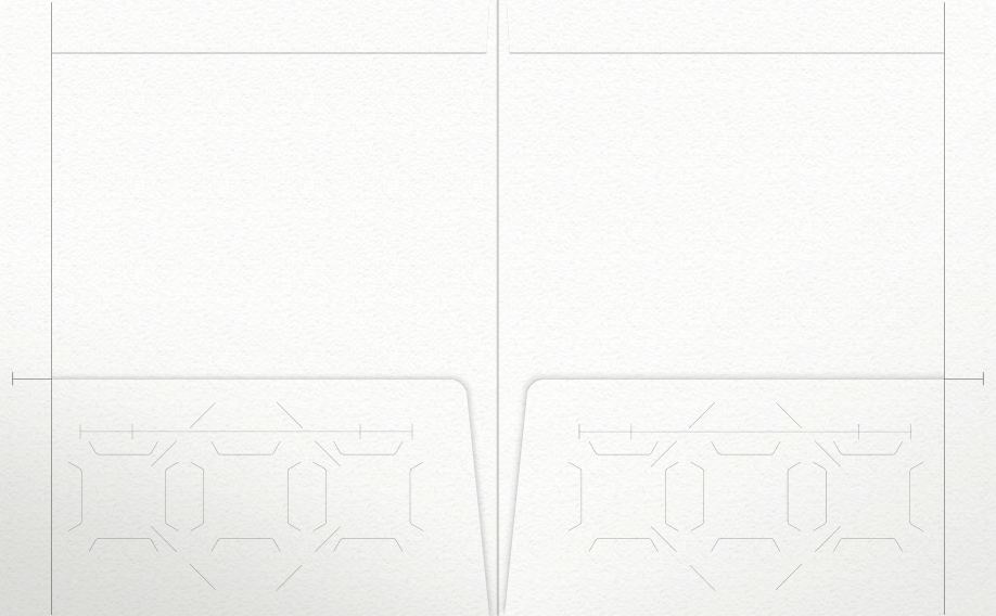 White Felt 80lb 9 1/2 x 11 3/4 Two Pocket Folders with 4 1/2 Inch Pockets and 1 Inch Reinforced Top and Edges