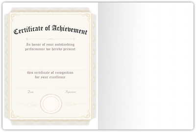 White Smooth 80lb 9 1/2 x 12 Landscape or Portrait Certificate Holders with Rounded Corner Slits