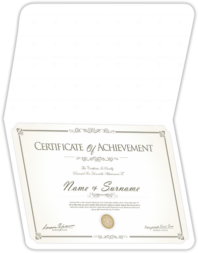 White Smooth 80lb 9 1/2 x 12 Landscape or Portrait Certificate Holders with Rounded Corner Slits