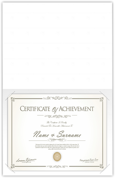 White Smooth 80lb 9 1/2 x 12 Landscape or Portrait Certificate Holders with Square Corner Slits (Holds 8 1/2 x 11 Certificate)