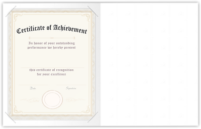 White Smooth 80lb 9 1/2 x 12 Landscape or Portrait Certificate Holders with Square Corner Slits (Holds 8 1/2 x 11 Certificate)