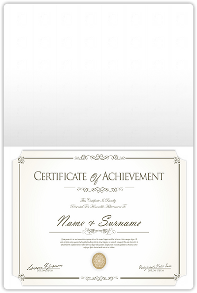 White Recycled Smooth 80lb 9 1/2 x 12 Landscape or Portrait Certificate Holders with Rounded Corner Slits