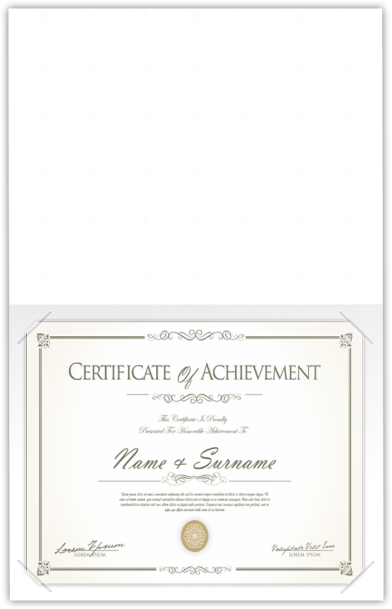 White Recycled Smooth 80lb 9 1/2 x 12 Landscape or Portrait Certificate Holders with Square Corner Slits (Holds 8 1/2 x 11 Certificate)