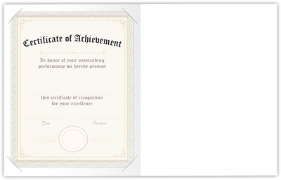White Recycled Smooth 80lb 9 1/2 x 12 Landscape or Portrait Certificate Holders with Square Corner Slits (Holds 8 1/2 x 11 Certificate)