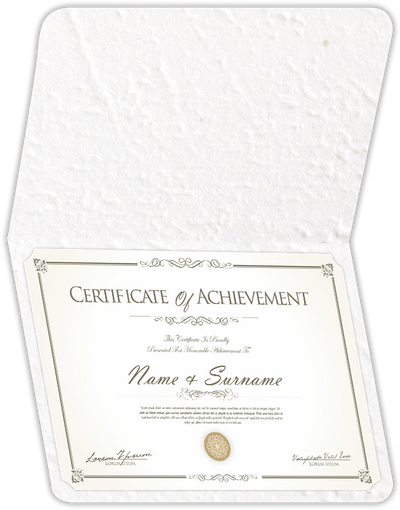 White Cordwain 90lb 9 1/2 x 12 Landscape or Portrait Certificate Holders with Rounded Corner Slits