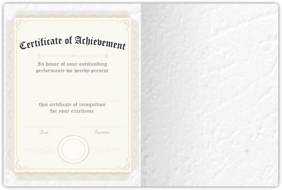 White Cordwain 90lb 9 1/2 x 12 Landscape or Portrait Certificate Holders with Rounded Corner Slits