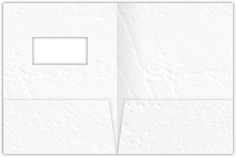 White Cordwain 90lb 9 x 12 Two Pocket Folders with 4 Inch Pockets and 2 x 4 Window