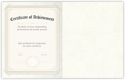 White Hopsack 90lb 9 1/2 x 12 Landscape or Portrait Certificate Holders with Square Corner Slits (Holds 8 1/2 x 11 Certificate)