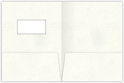 White Hopsack 90lb 9 x 12 Two Pocket Folders with 4 Inch Pockets and 2 x 4 Window